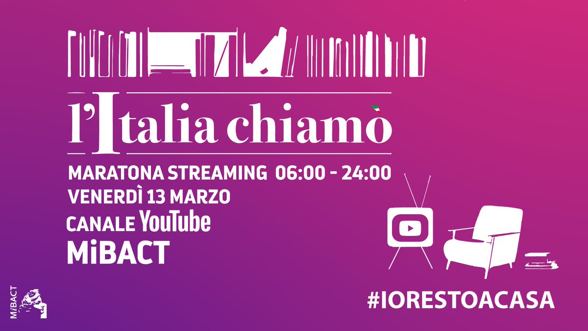 Domani mattina sintonizzatevi qui: youtu.be/ytuboQ90EPI.

#iorestoacasa #litaliachiamò #mibact #museitaliani #Covid_19