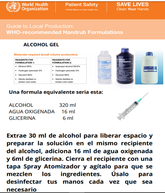 SrWarao's tweet photo. Preparación de Alcohol Gel, basada en las recomendaciones de la OMS #COVID19 https://t.co/4lg5jFUedK