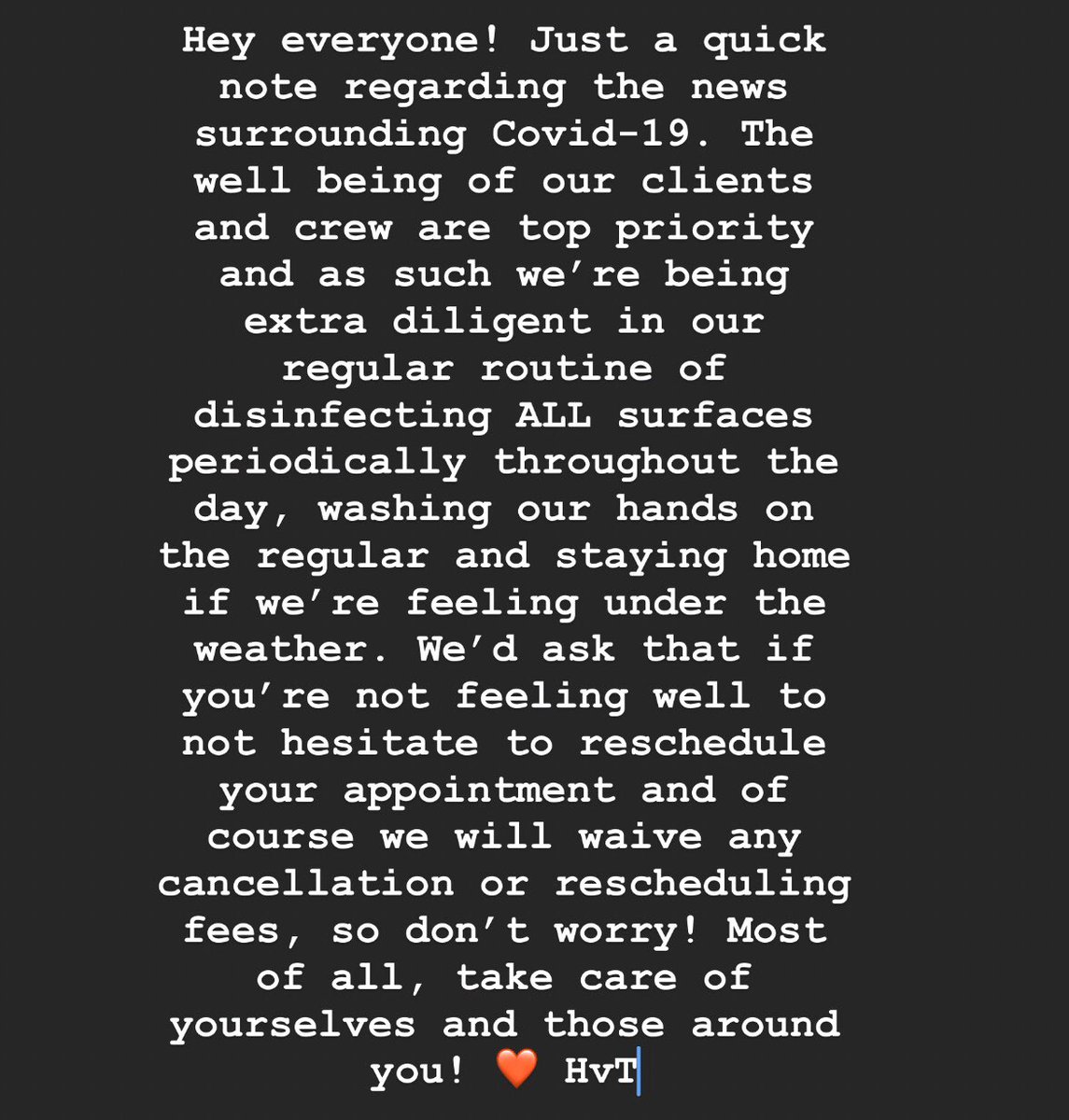 HighVoltageTat's tweet photo. Just a quick little note on how we’re looking out for you and the crew!  ❤️ https://t.co/WHMMVwSJQo
