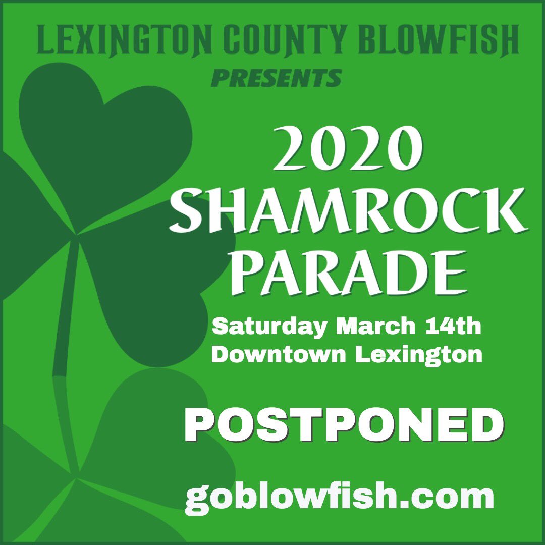 GoBlowfish's tweet photo. Breaking News: 5th Annual Shamrock Parade Postponed. Read more here: https://t.co/x8ffqk0Ce4 https://t.co/ecHNUwaGzG