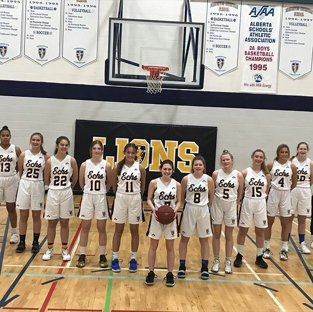 ECHSLions's tweet photo. ECHS Sr Girls ready to take on Christ the King in the 2A Provincial Edmonton Zone Semifinal Qualifier. The Lions need to win tonight and tomorrow night to advance as the Edmonton Rep. to the 2A Provincials in Black Diamond AB next week https://t.co/Vb9bWNsLPl https://t.co/6zHHT73vD0