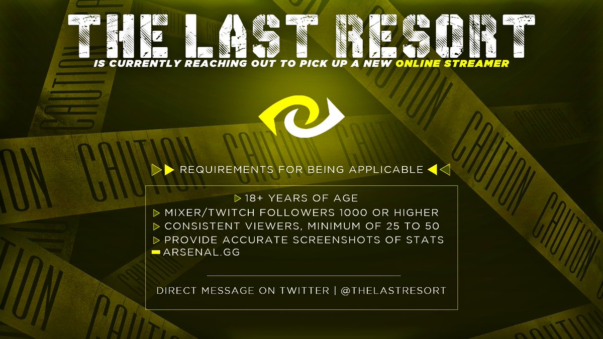 TheLastResort's tweet photo. [#streamer]
We are expanding our stream team.

If you are looking to join an #esports organisation and your from the UK get in touch!

Full team benefits and support given

DM's are open.
#streamer #mixerpartner #mixercommunity #twitchaffiliate #twitchstreamer #twitchtv https://t.co/Ok54i3vd7P