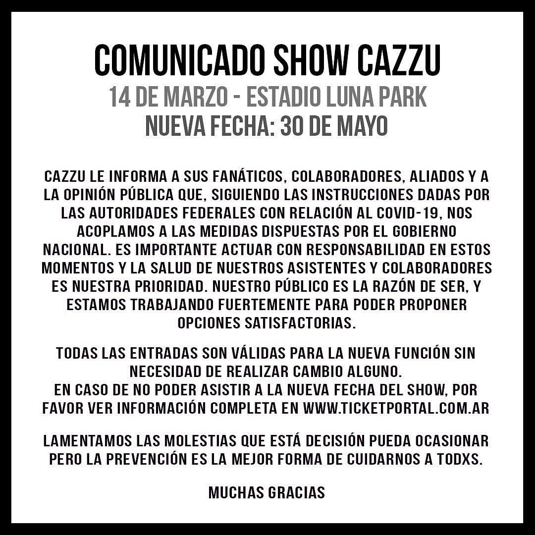 OndaRocking's tweet photo. #NEWS 💣 Por recientes hechos de público conocimiento, y por alerta sanitaria se suspenden recitales y festivales😭💥
#SESUSPENDE #SHOWS #FESTIVALES #lollapalooza #sodastereo #lunapark #RECITALES #QUEBAJON #coronavirus #virus #cod #why #YAHORAQUE #SINRECITAL
#OndaRocking 🤙🤟 https://t.co/7lhbkgruGh