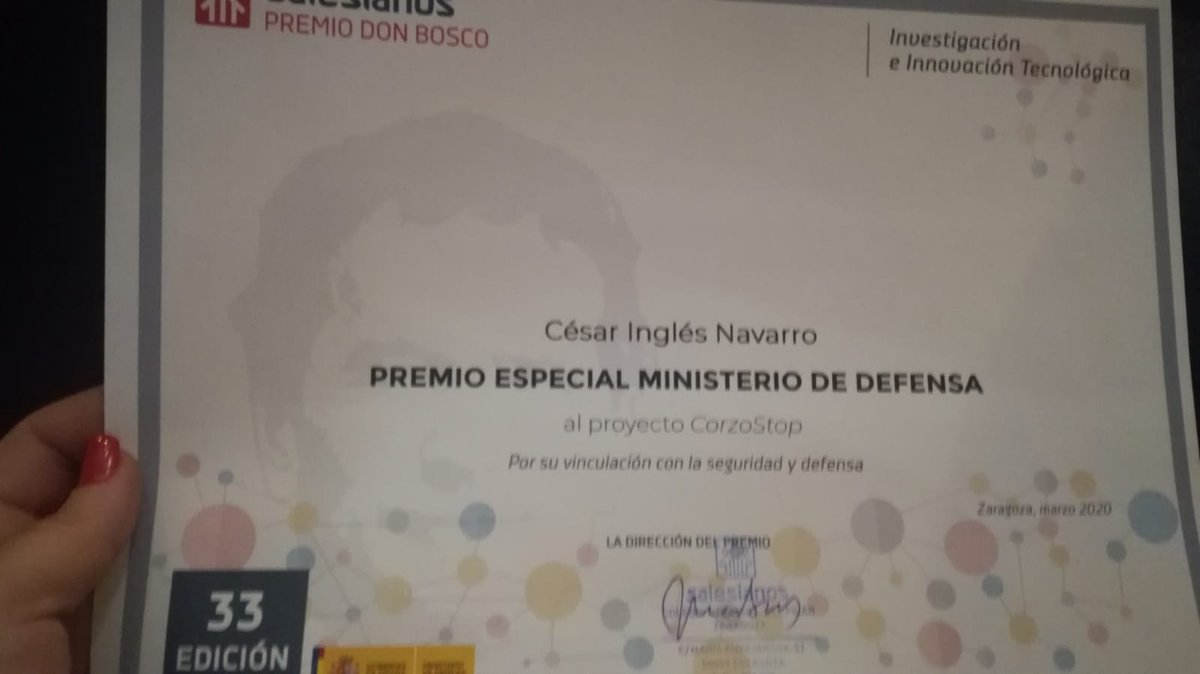 SalesianosLAM's tweet photo. Premio especial Ministerio de Defensa para CorzoStop de @SalesianosLAM en #PdB33ed
@SalesianosSMX @PremioDonBosco @laalmuniaradio @aytolaalmunia @sevegodina @M_Jesus_Ramon @liborni23 https://t.co/OXzrLylRCl