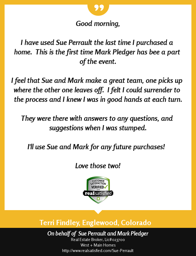 Perrault8Sue's tweet image. Everyone should be lucky enough to have clients like this. realsatisfied.com/Sue-Perrault via @realsatisfied