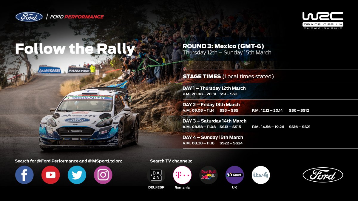 FordRacing's tweet photo. #WRC | Be sure to follow the @MSportLtd Ford World Rally Team as they contest this weekend's #RallyMexico! https://t.co/NGOzwM8FpG