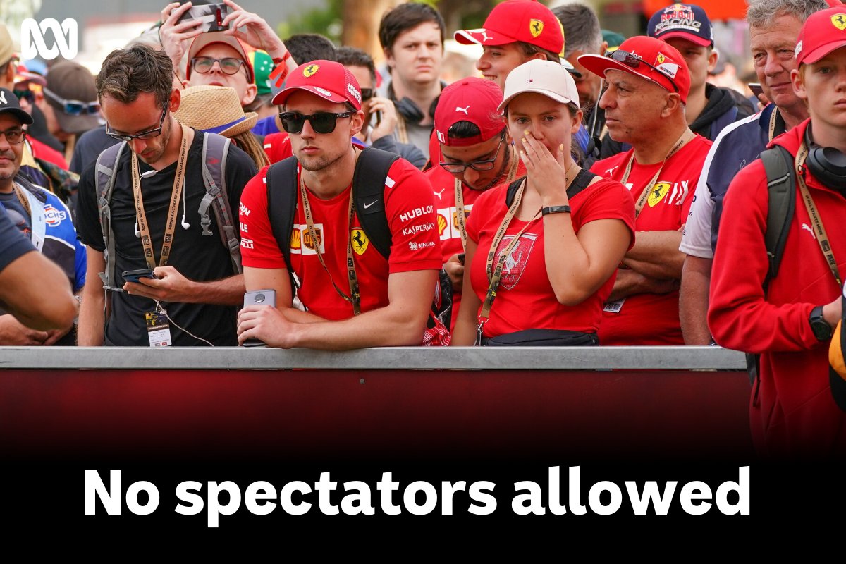 abcsport's tweet photo. In more BREAKING NEWS. 

Victorian Premier Daniel Andrews has this morning confirmed that there will be no spectators at the Grand Prix in Melbourne this weekend.

#AusGP #AustralianGP #Formula1 https://t.co/B8t12xeN6f