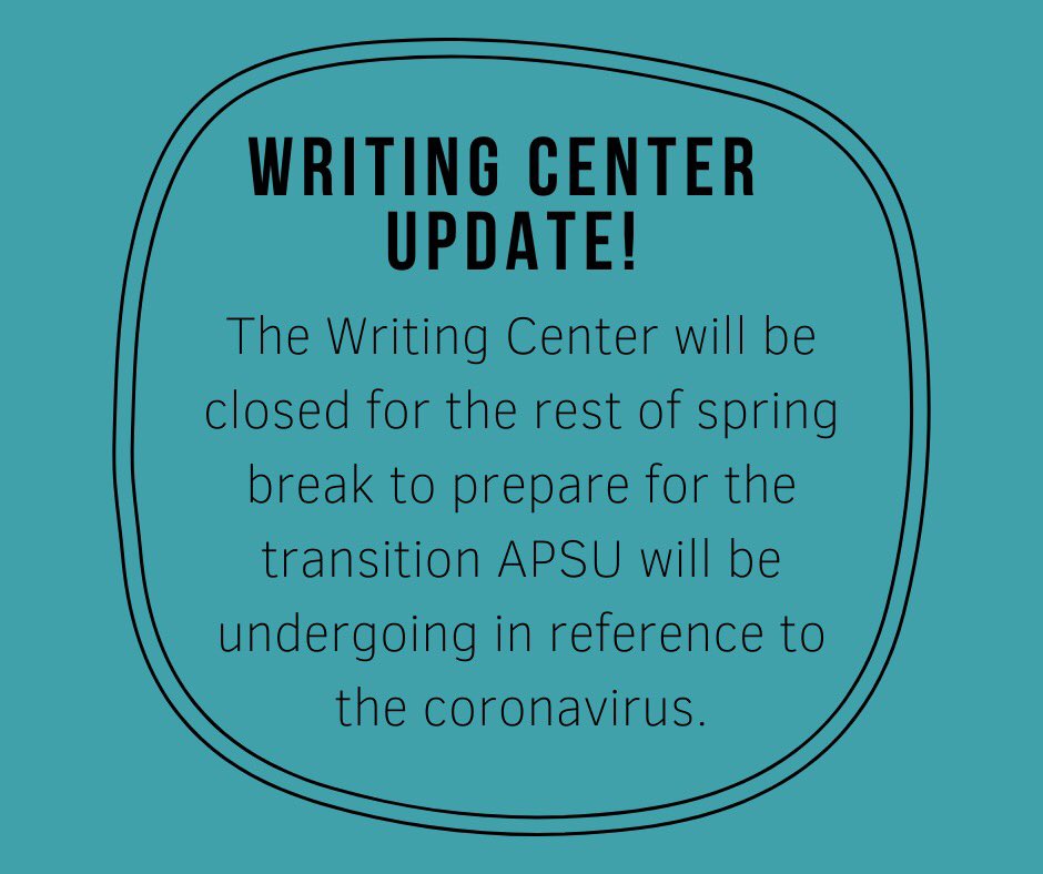 APWritingCtr's tweet photo. We are closed the rest of Spring Break!! https://t.co/FQzobMwU6D