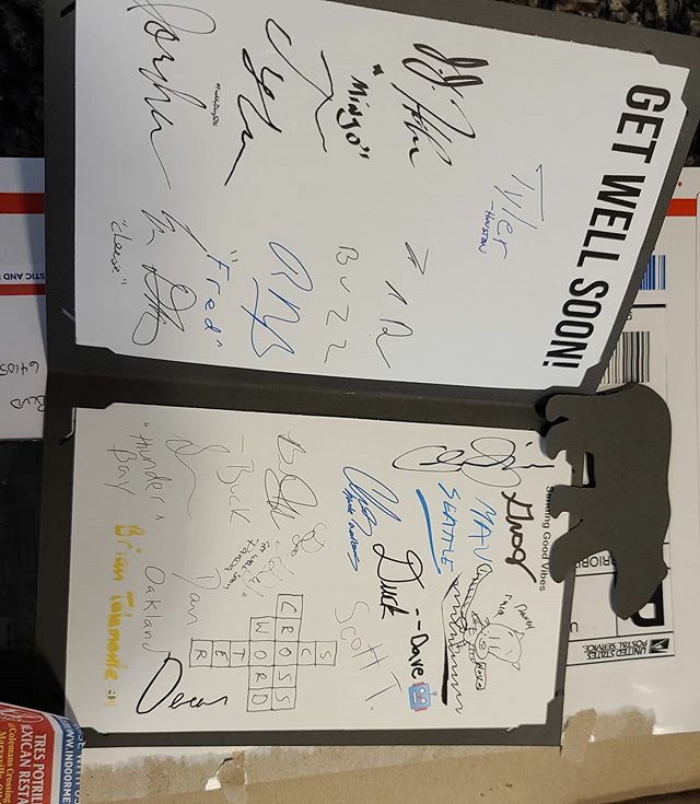 BlindxPanda's tweet photo. Its hard to find the right words, but I will try. I'm in a group chat with 30 some odd people. I've only ever met one of them before. They all signed a card and sent it to me as a get well present. Its the most thoughtful thing I think anyone has ever do… https://t.co/rXlFyMP1Sg https://t.co/6pkCGjUX38