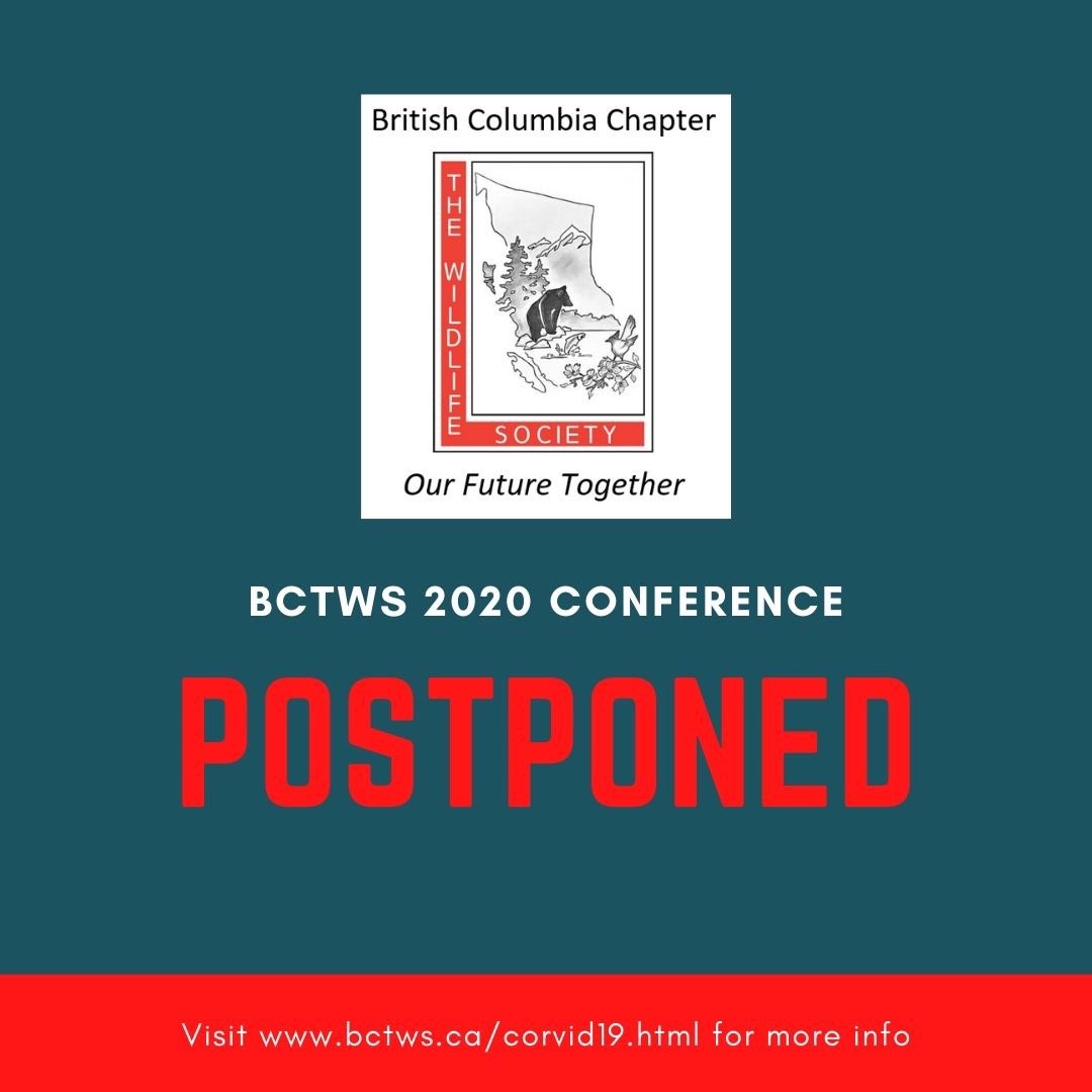 UPDATE: Thanks to everyone who provided feedback to our decision-making process around BCTWS2020. We have no choice but to postpone the BCTWS2020 meeting scheduled for Prince George on the 18th to 21st of March this year. Please visit bctws.ca/corvid19.html for full statement.
