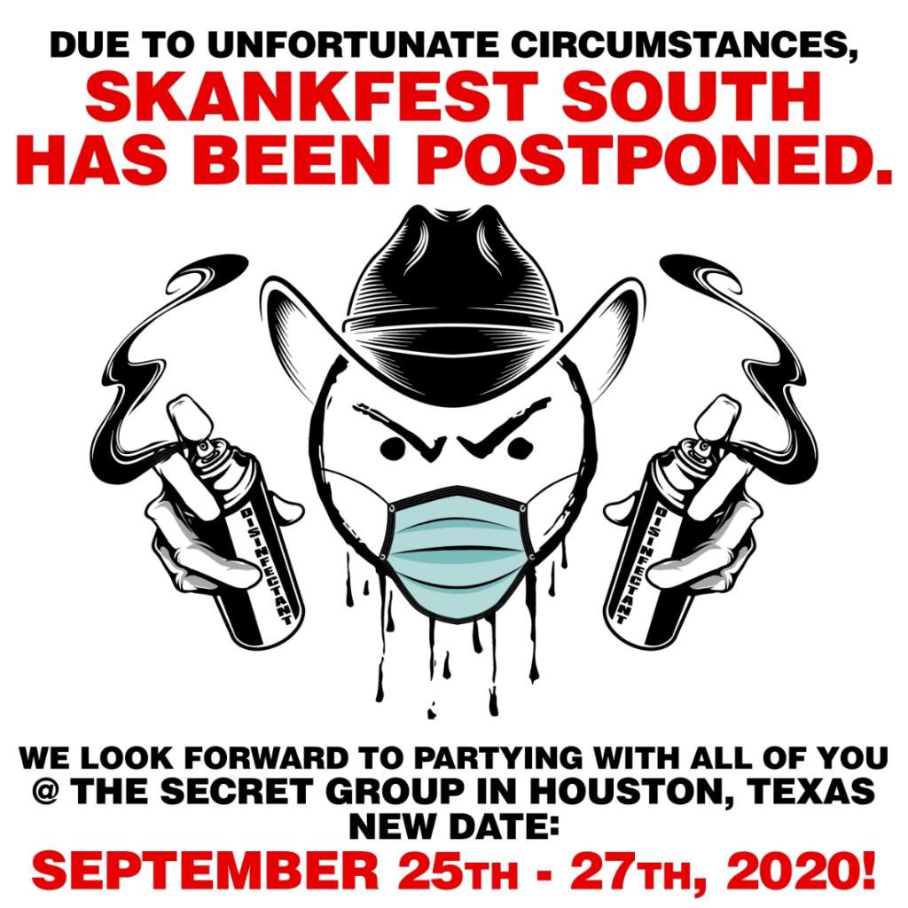 luisjgomez's tweet photo. After losing multiple permits our final blow was dealt when we found out that Houston is announcing a 250 person cap on gatherings till 3/31. We really tried to make it work. In the interest of public health &amp; the spirit of #Skankfest we all felt it was best to postpone. (Cont.) https://t.co/I32Jucd9Up