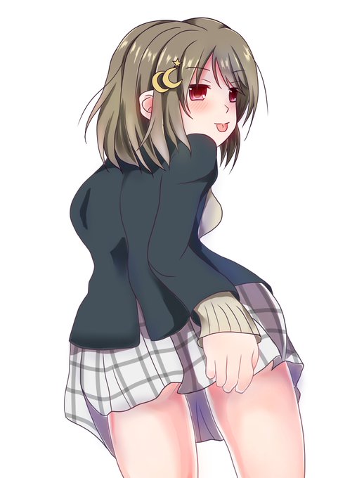 #絵描きさんと繋がりたい 
#ラブライブ
#中須かすみ 
スカートの中を見えそうで見えないのを見て「残念でした!」みたいな感じでアッカンベーをするかすみんを描いたよ👅 