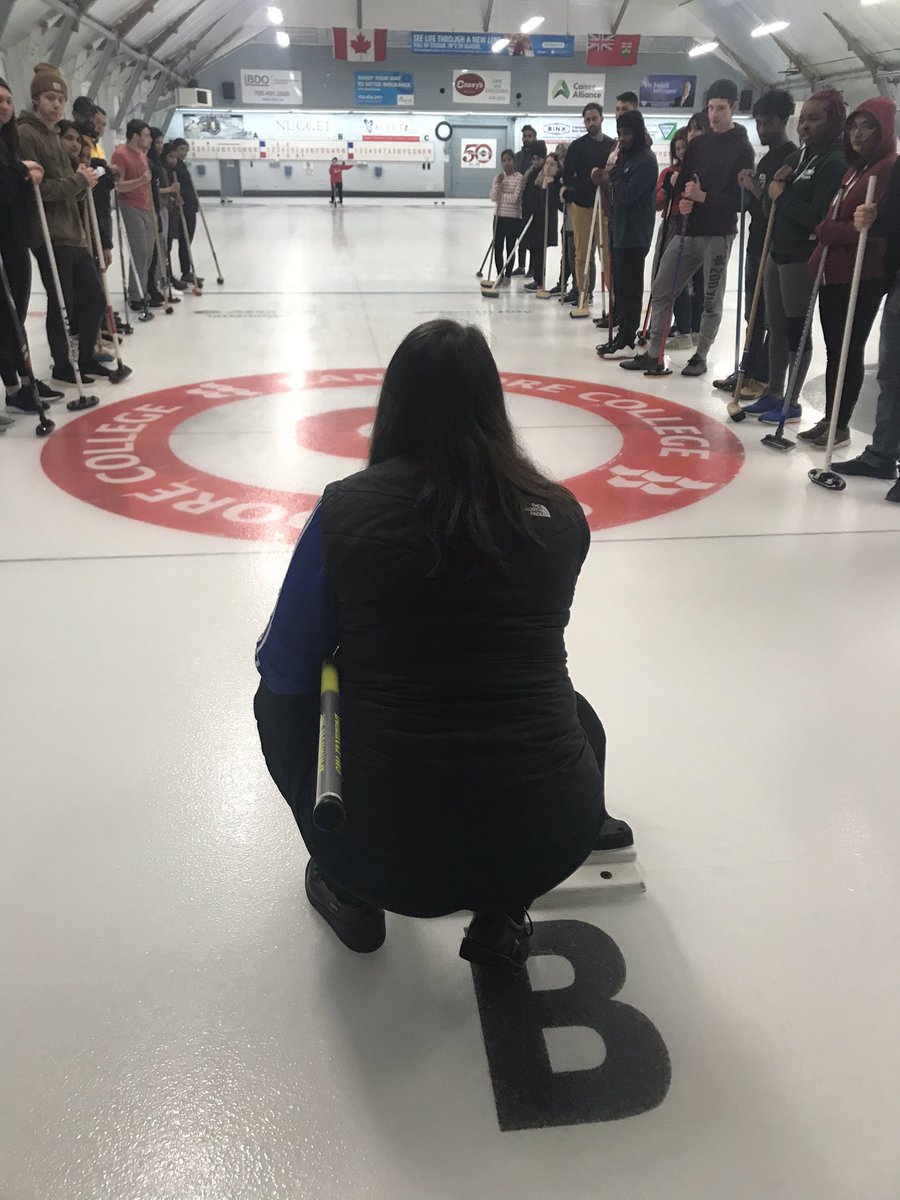 We had a great day curling today!  Thanks <a href="/northbaycurling/">North Bay Curling</a> and Curling Pro Laura for teaching us. #hurryhard #learntoplay <a href="/CanadoreCollege/">Canadore College</a>