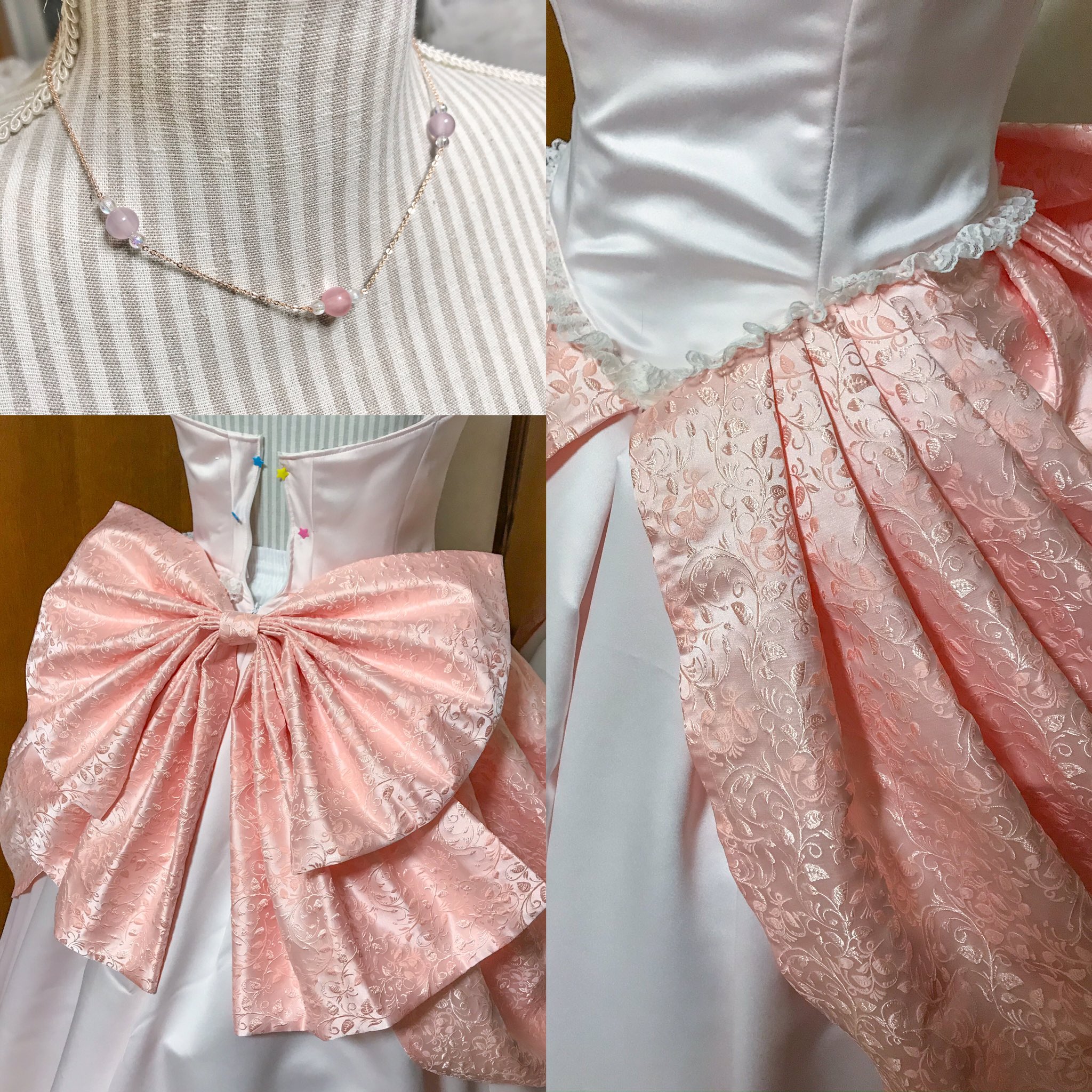 はちや On Twitter Hf2章 桜の夢の中のドレス 完成したー デザインがシンプルだから華やかさ出したくて腰の布はジャガードにしてみた ドレープ綺麗にできてお気に入り Hachi Work