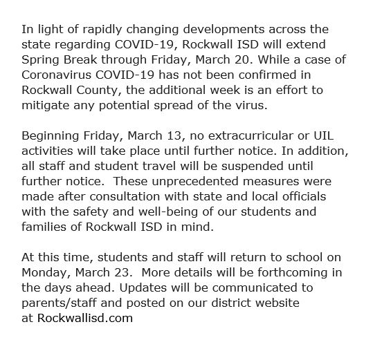 rockwallschools's tweet photo. Rockwall Safe Update https://t.co/Ecg6ZLLPvT