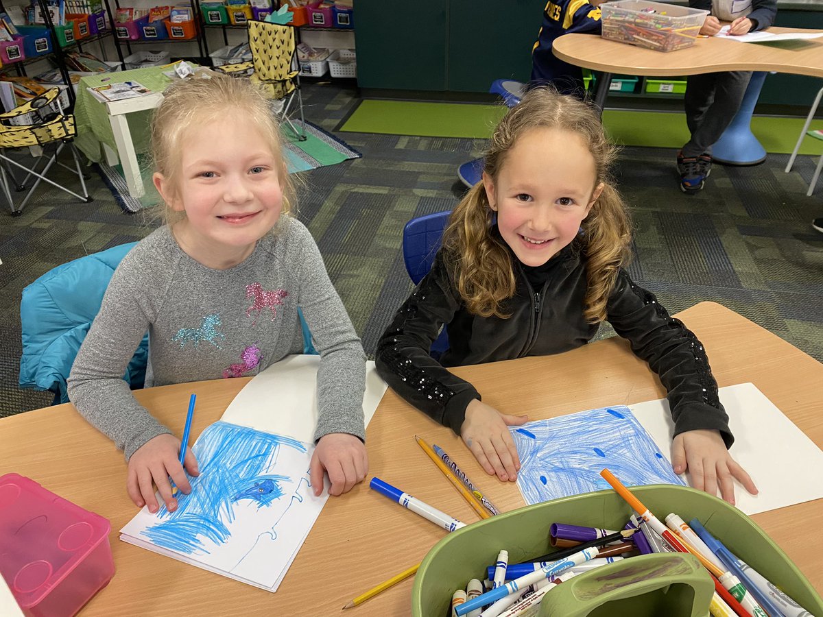 Stevenson2ndGr's tweet photo. A great day sharpening the saw at Deerfield! Impressive little artists at work! #dfhappyclassrooms #novipride https://t.co/Dg70x4l1g2