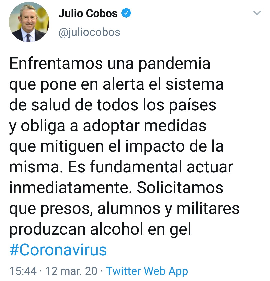 Para Cobos en vez de suspender clases para cuidar a nuestros pibes, los manda a que «produzcan alcohol en gel».🤔 #Infodemia #SuspendanClases #Covid_19