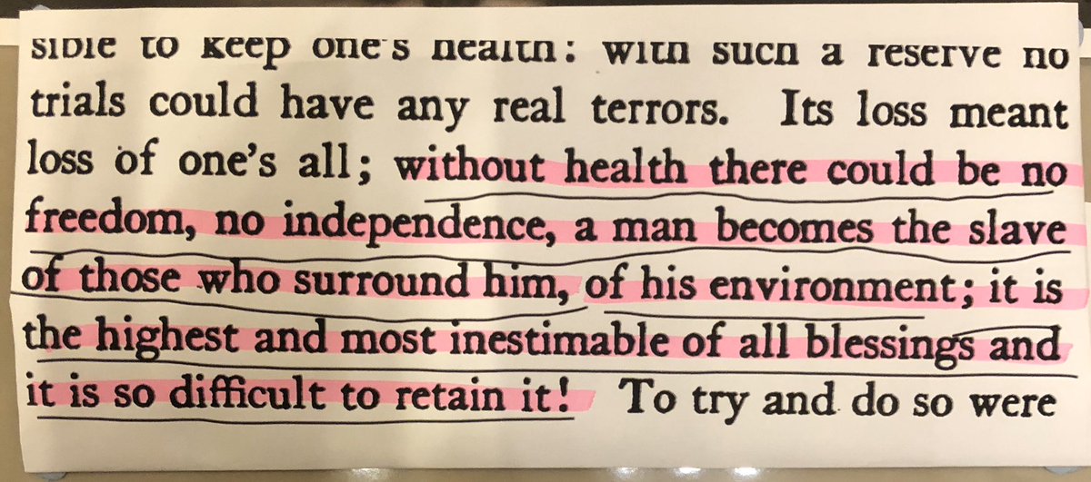 RCArmitage's tweet image. This is pinned to my dressing room wall. It’s from a diary of a physician written in Russia the 1890’s by a Zemstvo Doctor. (Social welfare) it’s referring to the fragility of health. I can’t stop looking at it this evening.