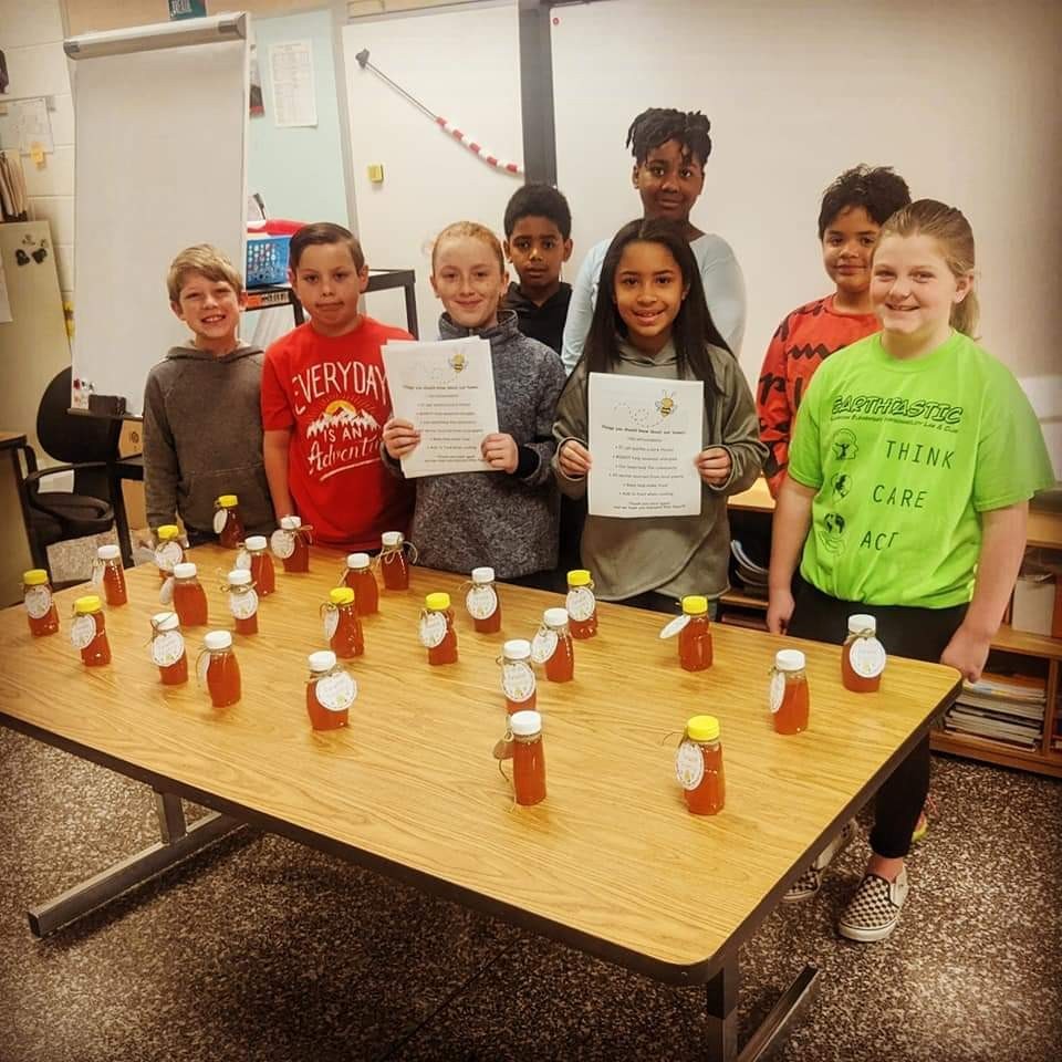 lesgifted's tweet photo. From creating Pollinator Paradise Garden (home of our bees) to the extraction to bottling the honey to designing the logo to advertising  to delivering orders, students were involved in every step. Our first thirty-three 6 oz jars of honey sold out in 2 days! @Landstown_ES https://t.co/BlOQmA2D4u