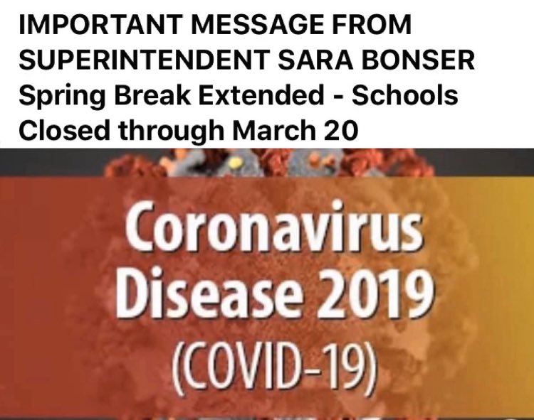 TheRobinsonPTA's tweet photo. #pisdschools will return March 20th! For additional details please visit https://t.co/6cGpIqNNzs update. #coronavirus #springbreak2020 #rmsrazorbacks #plano #planoschools @RobinsonRazorb1 https://t.co/7FreCV9Jp8