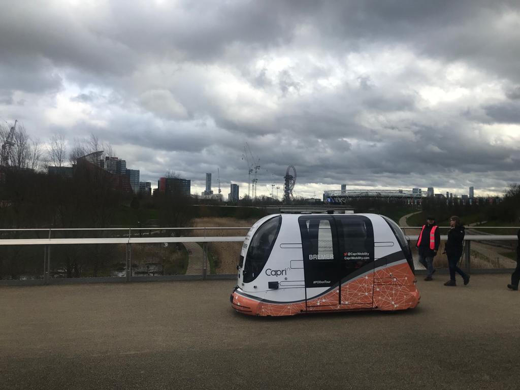 allanboardman's tweet photo. Great fun being involved as #QueenElizabethOlympicPark #ParkChampion #volunteer in #CapriMobility trial of driverless pods transporting members of the public around the park. #AutonomousVehicles #innovation #NoOrdinaryPark https://t.co/wgBO4lq68S