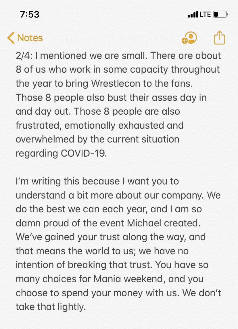 KristiSchoepfer's tweet photo. My thoughts on the current @wrestlecon situation. Iβm sorry itβs so long. Itβs been a day. Read, retweet, whatever you choose. Thanks. https://t.co/DOURsOVJNK