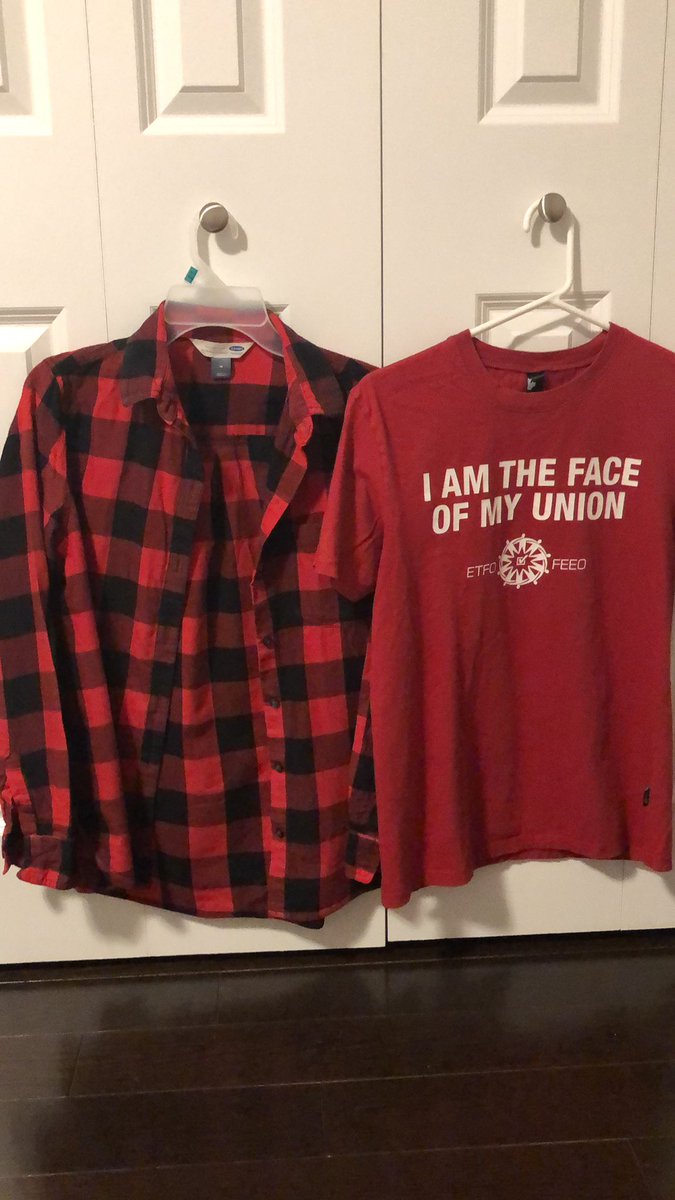 All set for #RedForEd #LumberjackPlaid Friday! #CutsHurtKids #ETFOstrong