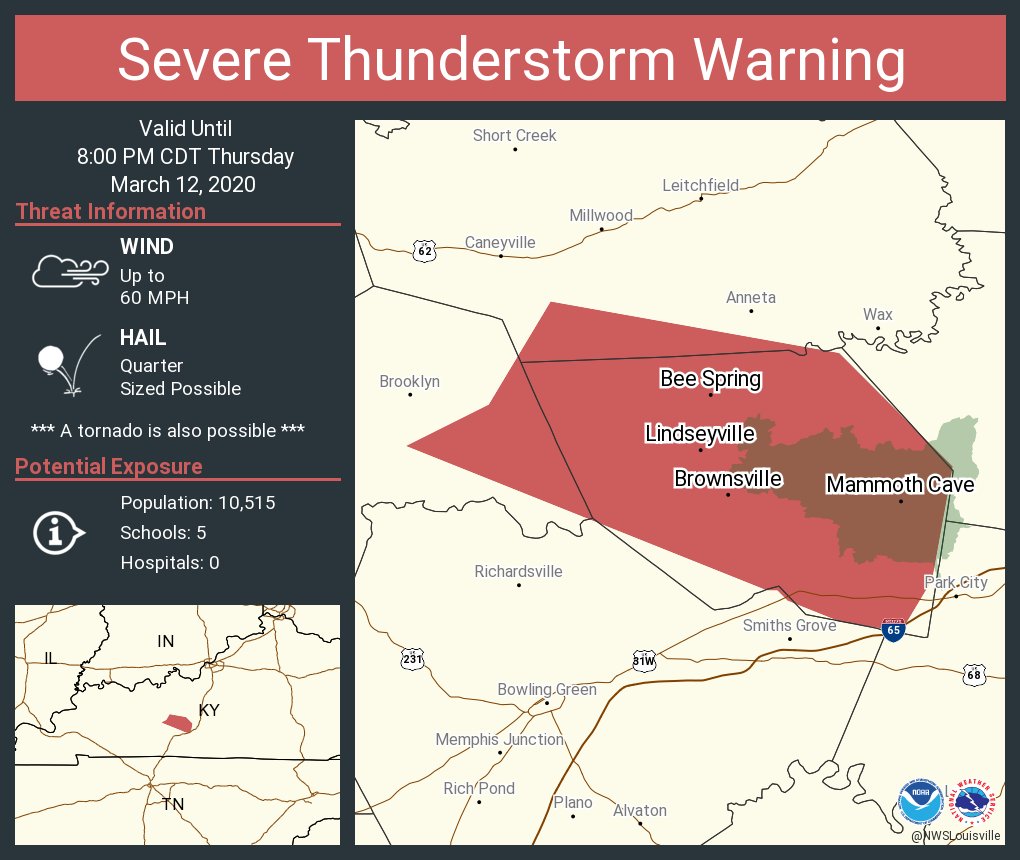 Severe Thunderstorm Warning including Brownsville KY, Lindseyville KY