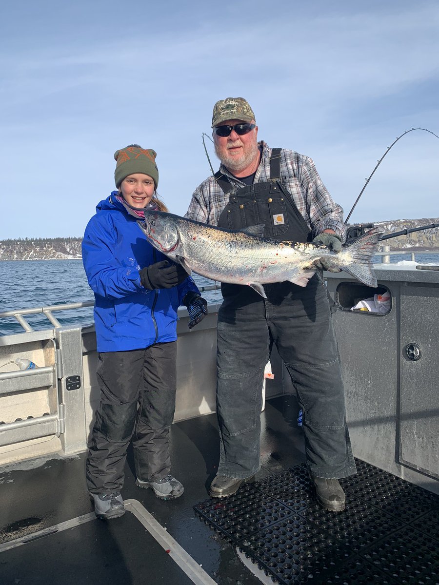 the_GregT's tweet photo. London just reeled this bad boy in.  Right around 20 lbs. Not a bad start for a 12 year old. #winterkings #homerak https://t.co/kFqt0sIH29