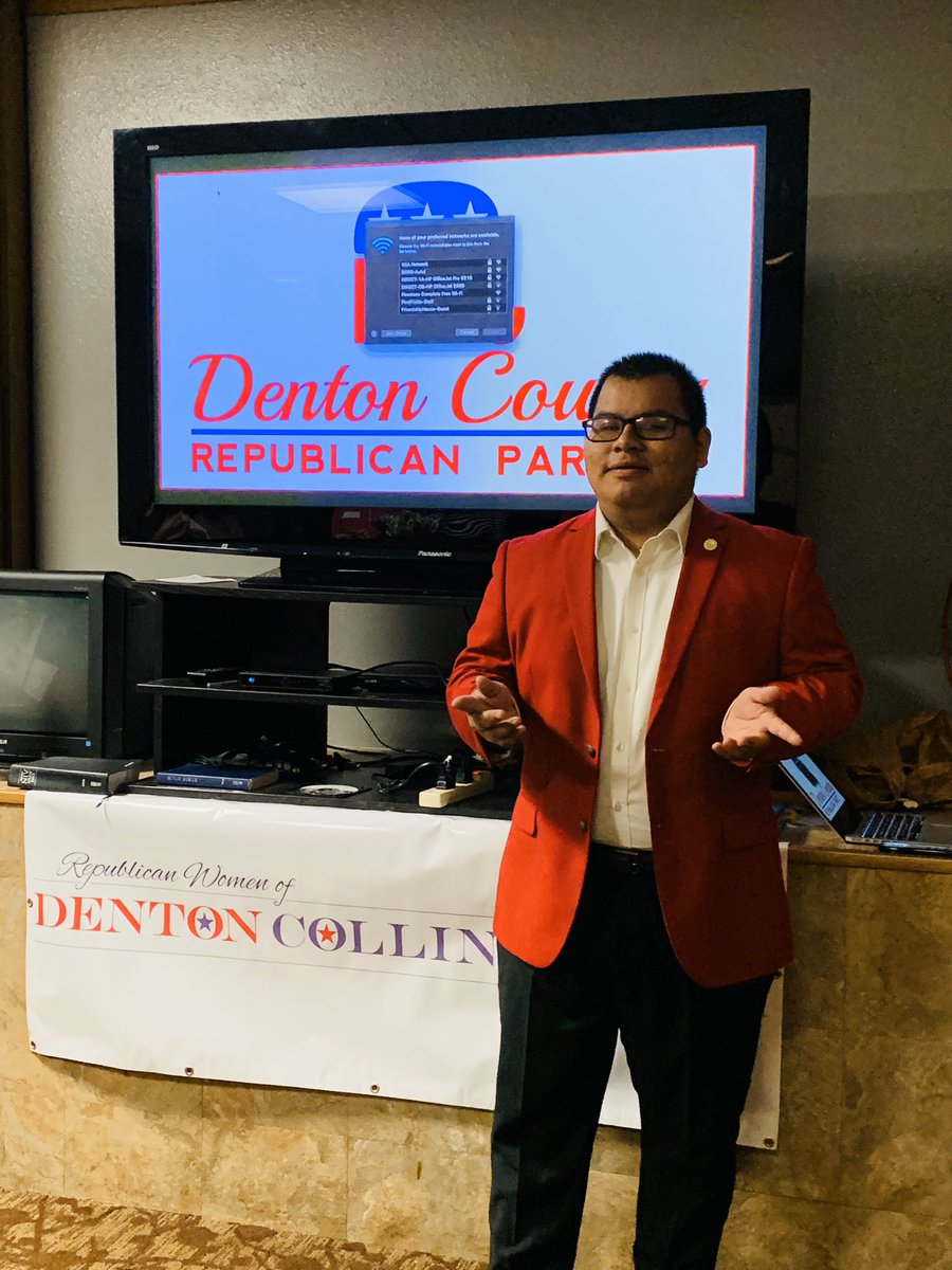 DCDRepublican's tweet photo. Thank you David Hernandez, Denton GOP Victory Chair, for giving us an update at our club meeting tonight. #WIN2020 https://t.co/nmP5ZTgz68