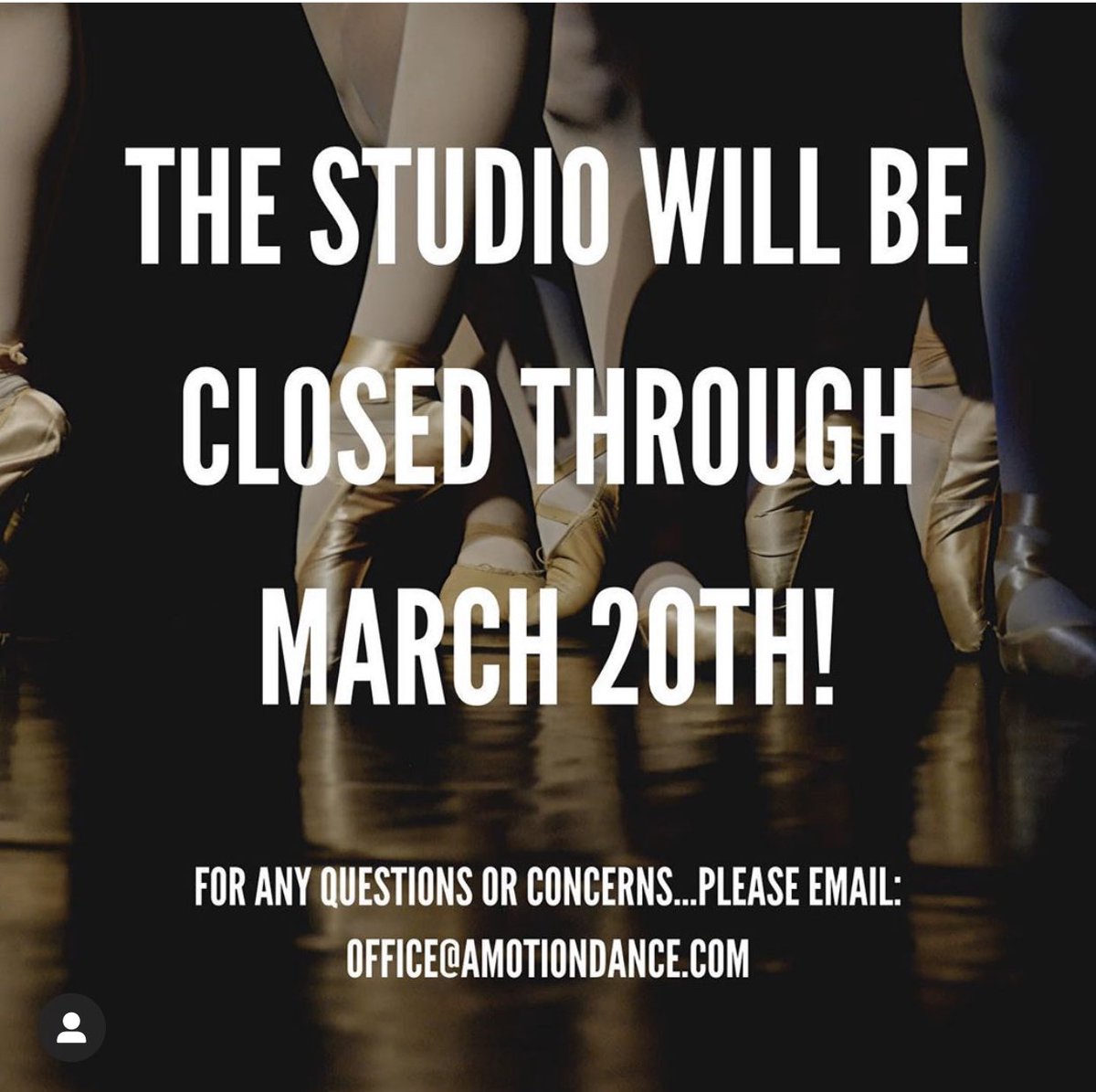 AmberShaul's tweet photo. Our dancers and staff safety is a high priority to us. Due to recent events, we are extending the spring break to align with PISD. The studio will not be holding classes for the week of March 16th-20th. Everyone stay safe and we look forward to getting back in the studio soon! https://t.co/DI0f5cVL5p