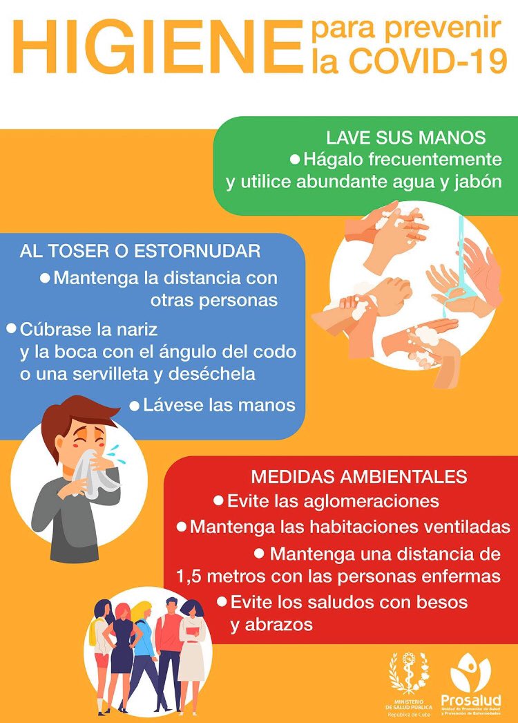 MINSAPCuba's tweet photo. La autorresponsabilidad de la población es esencial para evitar la propagación de la #COVID19 en el territorio nacional.
Seguir las medidas higiénico-sanitarias orientadas y acudir inmediatamente al médico en caso de presentar síntomas, son las tareas principales de cada cubano. https://t.co/yNcOtxnnGa