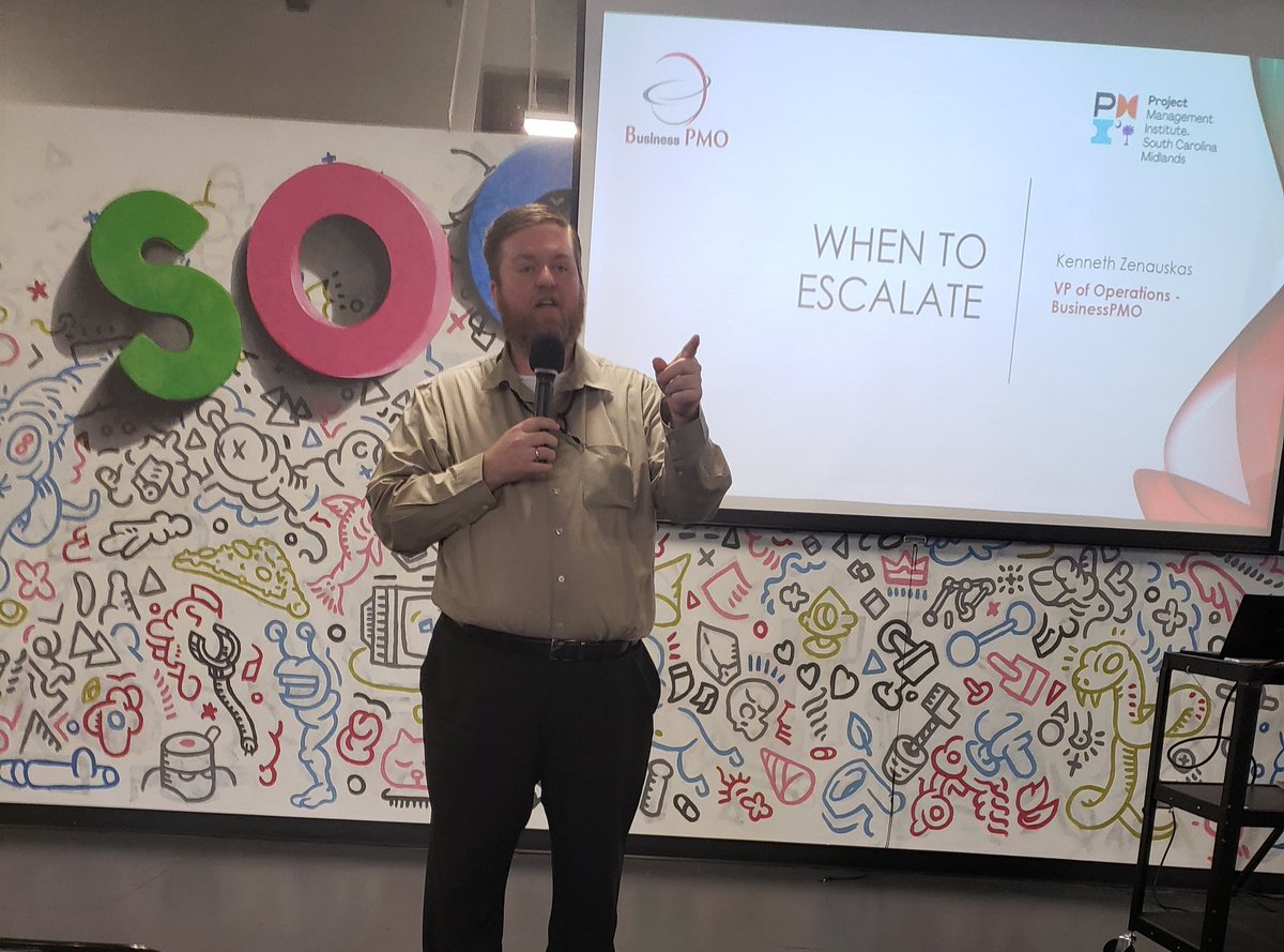 PMISCMidlands's tweet photo. Network@Nite. Knowing when to Escalate presented by Kenneth Zenauskas #BusinessPMO #pmiscmidlands #Columbia https://t.co/T611evZX4F