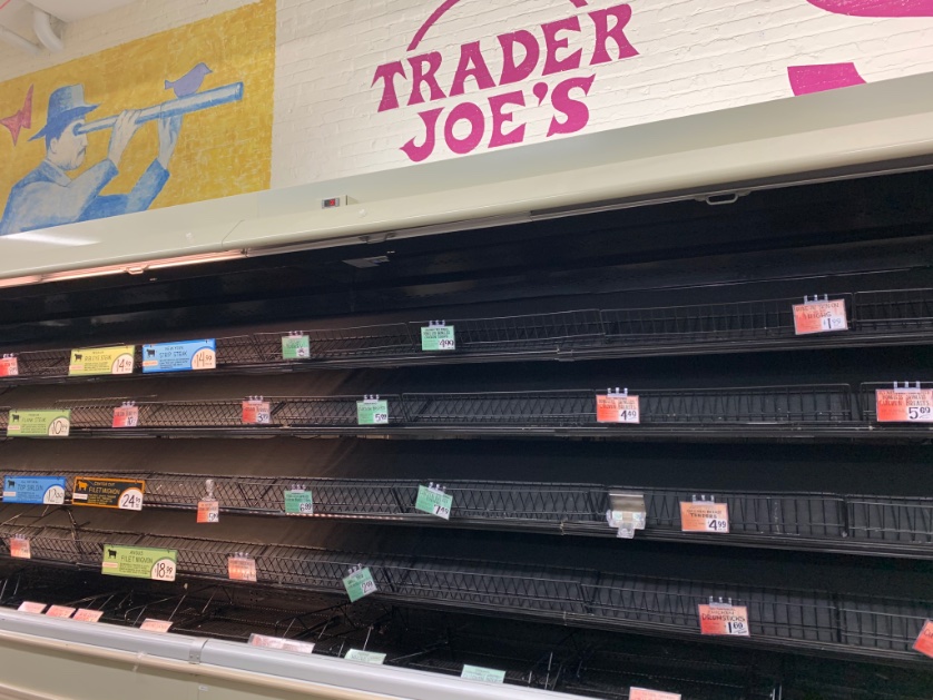 tiffchanteuse's tweet photo. #TraderJoes in downtown Manhattan, on 6th Ave &amp; Spring St. Ppl have lost their goddamn minds. I’ve never seen anything like this. #Covid_19 #CoronavirusPandemic #panicbuying #apocalypse2020 #NYC #masshysteria #GodHelpUs #coronavirus https://t.co/PUwXQVuqyd