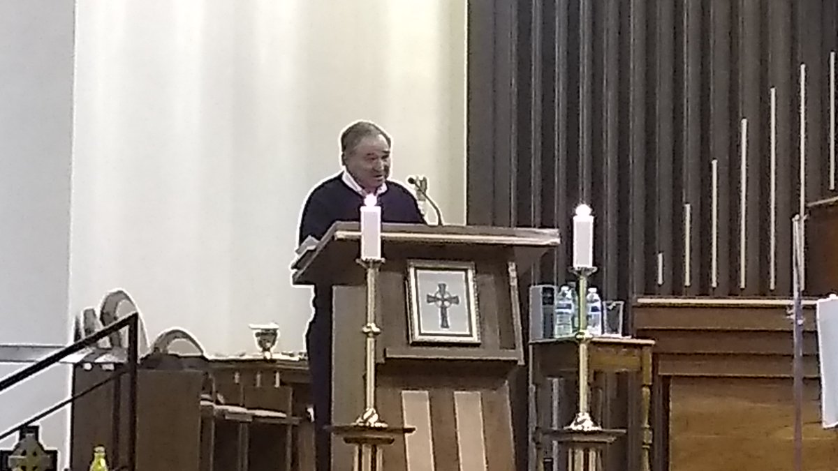 A packed church listens to Alan Ames about the importance of giving ourselves to God as he does for us.  Your desire for God and love of others will grow.  #nwiowacatholic