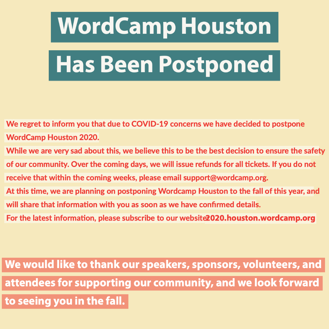 Official WordCamp Houston tweet media