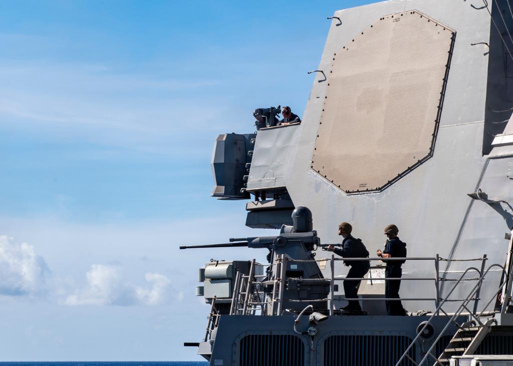 USNavy's tweet photo. #USNavy photos of the day: #USNavy and #JMSDF commemorate #BAWT, #USSMustin conducts #livefire, #USSDwightDEisenhower maintains aircraft and #USSEmorySLand supports #NBU7 in #7thflt ⬇️ info &amp; download ⬇️: https://t.co/vI6KdY0JQD? https://t.co/kirQOewDwS