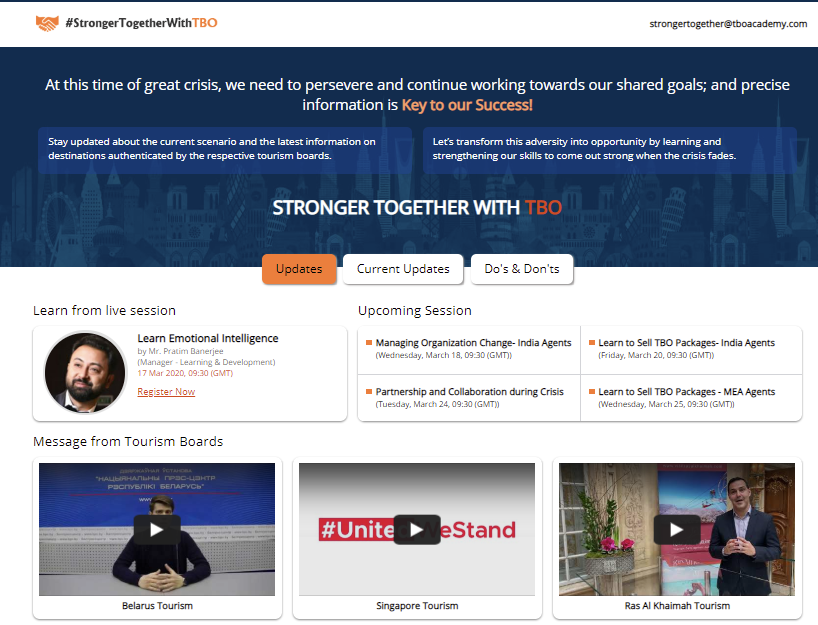 StrongerwithTBO's tweet image. Let’s transform this adversity into opportunity by learning and strengthening our skills to come out stronger when the crisis fades. 

Know more: strongertogether.tboacademy.com

#travel #travelagents  #traveltips #tourismupdates #traveling #StrongerTogetherwithTbo #CoronaVirusUpdate