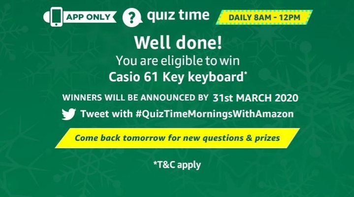 VivekMehta21's tweet photo. #QuizTimeMorningsWithAmazon https://t.co/EUUGBdyOww