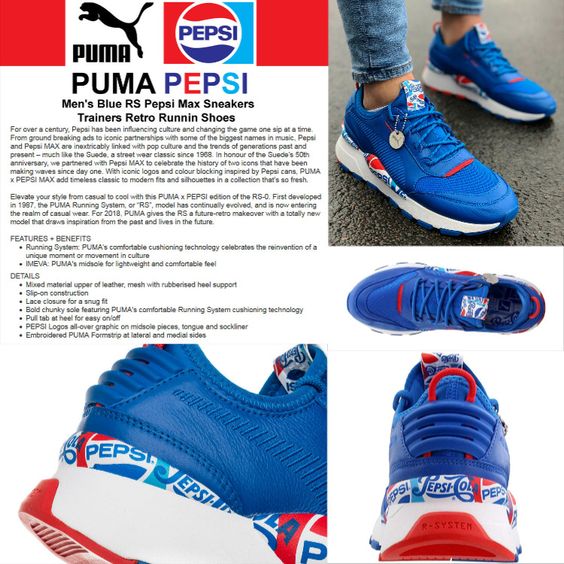 Fashiocial on Twitter: "US $79.95 - Puma pepsi Men's Blue RS Pepsi Max  Sneakers, Trainers Retro Running Shoes :-) FOR MORE DETAILS AND PURCHASE  :-) https://t.co/RWGPWvVAnn #befashion #befashionsocial #fashiocial #Puma # pepsi #Mens #