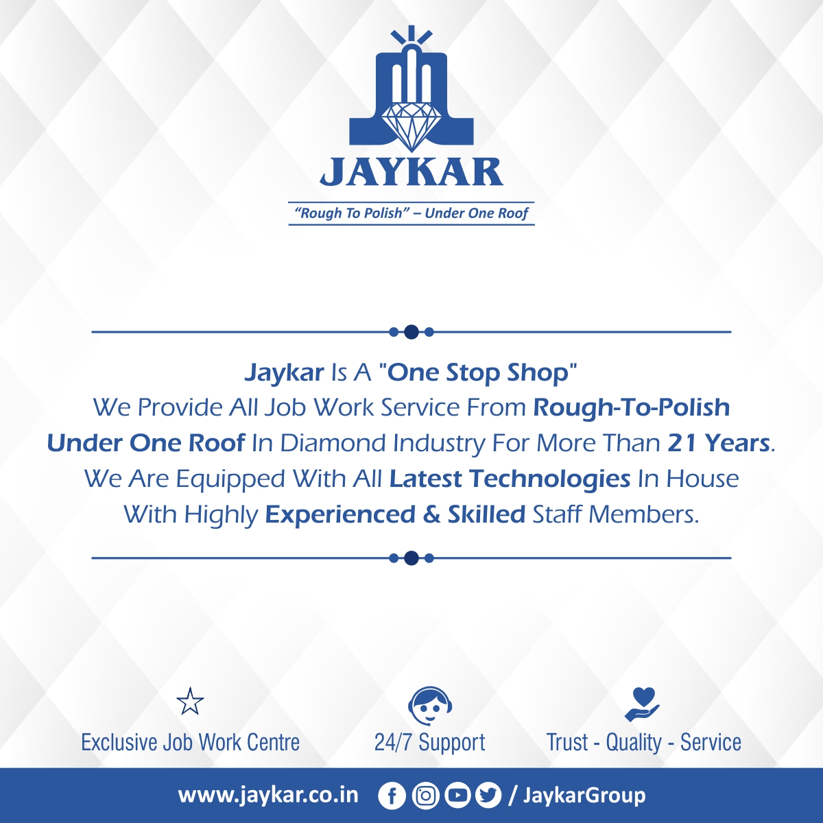 JAYKARGROUP's tweet photo. #jaykar #jaykargroup #serviceprovider #roughttopolish #allinone #onestopshop #diamond #diamondindustry #latesttechnology #exclusive #gem #gemstone #quality #diamondprocessing #labcertificate #sawing #diamondjewellery #services #diamondscanning #sarine #sarineadvisor #freeguidance https://t.co/z4uK5U0nUY