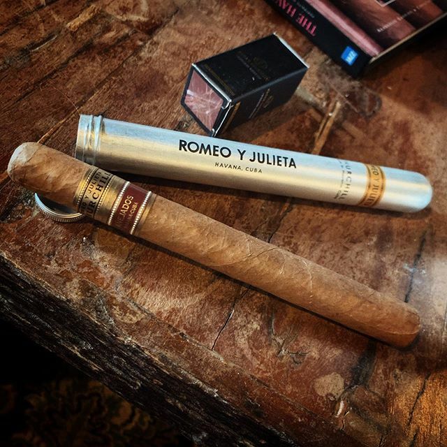 Enjoying a nice aged Cuban.  This is the best release imo of the anejados  line.  The Romeo y Julieta Churchill Añejados Tubos measure 7 inches by 47 ring gauge, a size that has always been one of the benchmarks in the Cuban cigar portfolio.  If you have… ift.tt/2TLT3G1