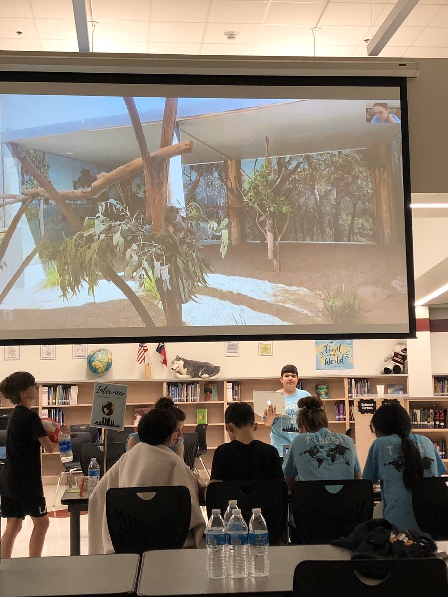 SkaggsLibrary's tweet photo. Koalas, and Kangaroos, and Wombats! Oh my! Just finished talking to the Sydney Zoo in Australia! We saw several native animals and watched someone play a didgeridoo! #HFMSWorldTour #HFMSProud #HuffinesStrong @HuffinesMS @CoachSchultheis https://t.co/1czhVIWCMj