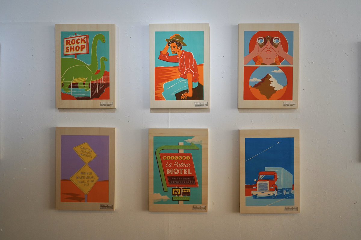 理想科学工業 シルクスクリーン 週末はアートなお出かけはいかがでしょう 賑やかな原宿を一歩入った静かなギャラリーで現在 イラストレーターの 高城琢郎 さんの個展 ロード が開催中 当社の版によるシルクスクリーン作品たち 色の重なりの表現や