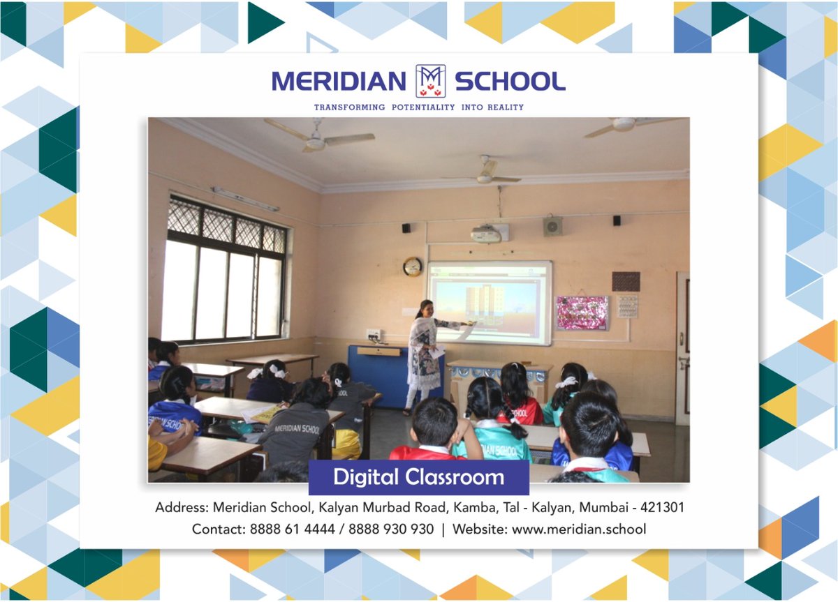 Meridian_Kalyan's tweet photo. To make the child well-versed with the latest digital trends, Meridian School has installed overhead projectors in each classroom by Tata Interactive Learning Co. for Digital Learning.
Visit Us at https://t.co/qXSah3rGMJ for more information. https://t.co/AzF5TJi0VQ