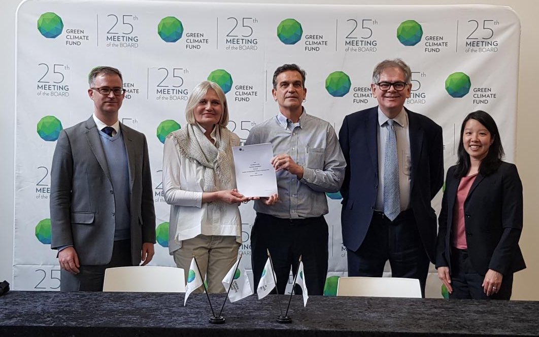 theGCF's tweet photo. GCF and @NefcoNordic sign an Accreditation Master Agreement at #GCFB25. This enables NEFCO to access GCF resources for #climateaction projects. https://t.co/B69FsvoXUb