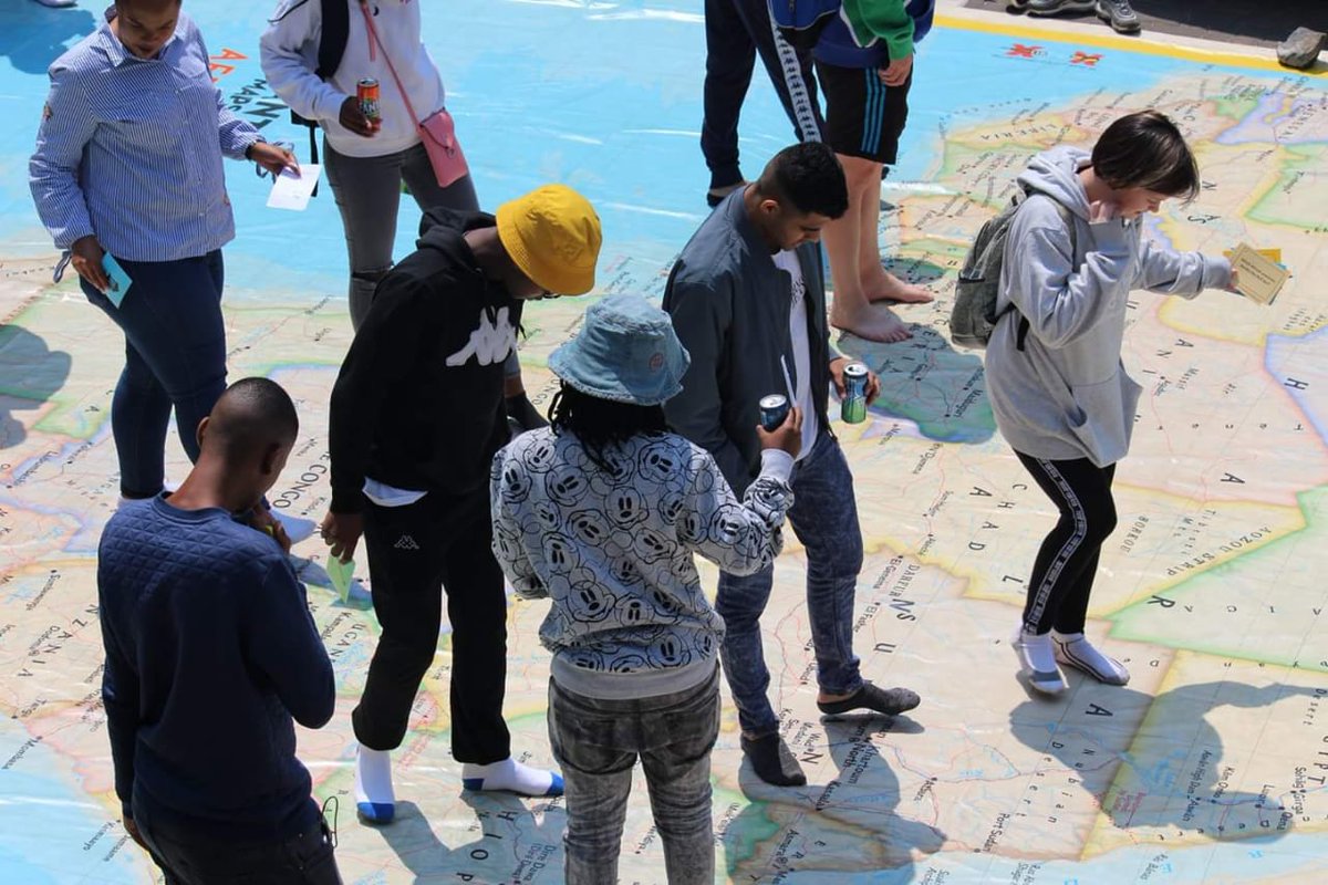 Abbotts_South's tweet photo. 🌍🌍 Some Giant Map fun at our #GISDay with the Southies today! #southies #abbotts #GiantMap #Map #Location #Countries #Capitals #Distance #Places 🌍🌍 @esrigram #thescienceofwhere #esriday2020 @Esri https://t.co/Agn2KkmY02