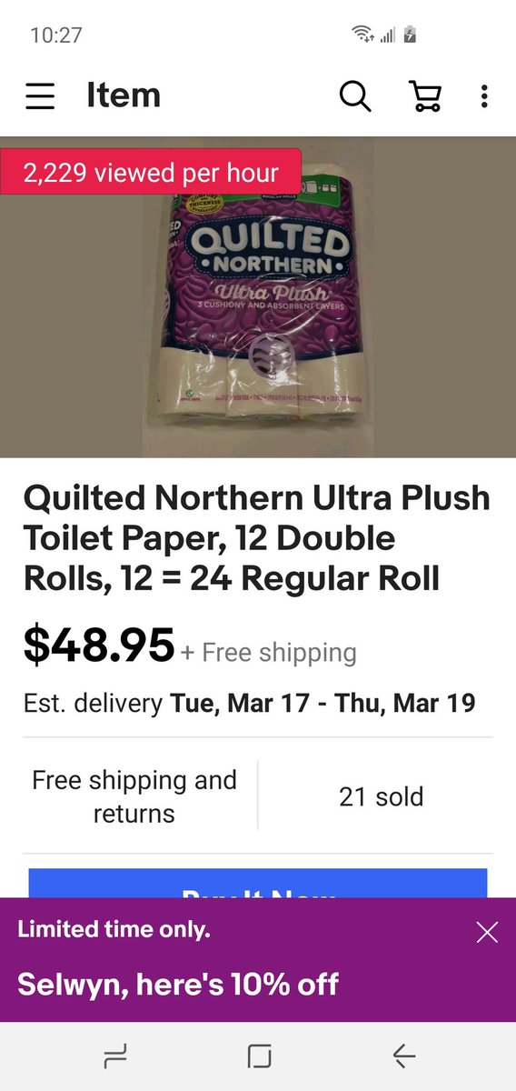 Shinigami_si's tweet photo. @eBay do you think it's ok for people to sell toilet paper at an unreasonably high price during this coronavirus crisis? https://t.co/MJhaMjMss5