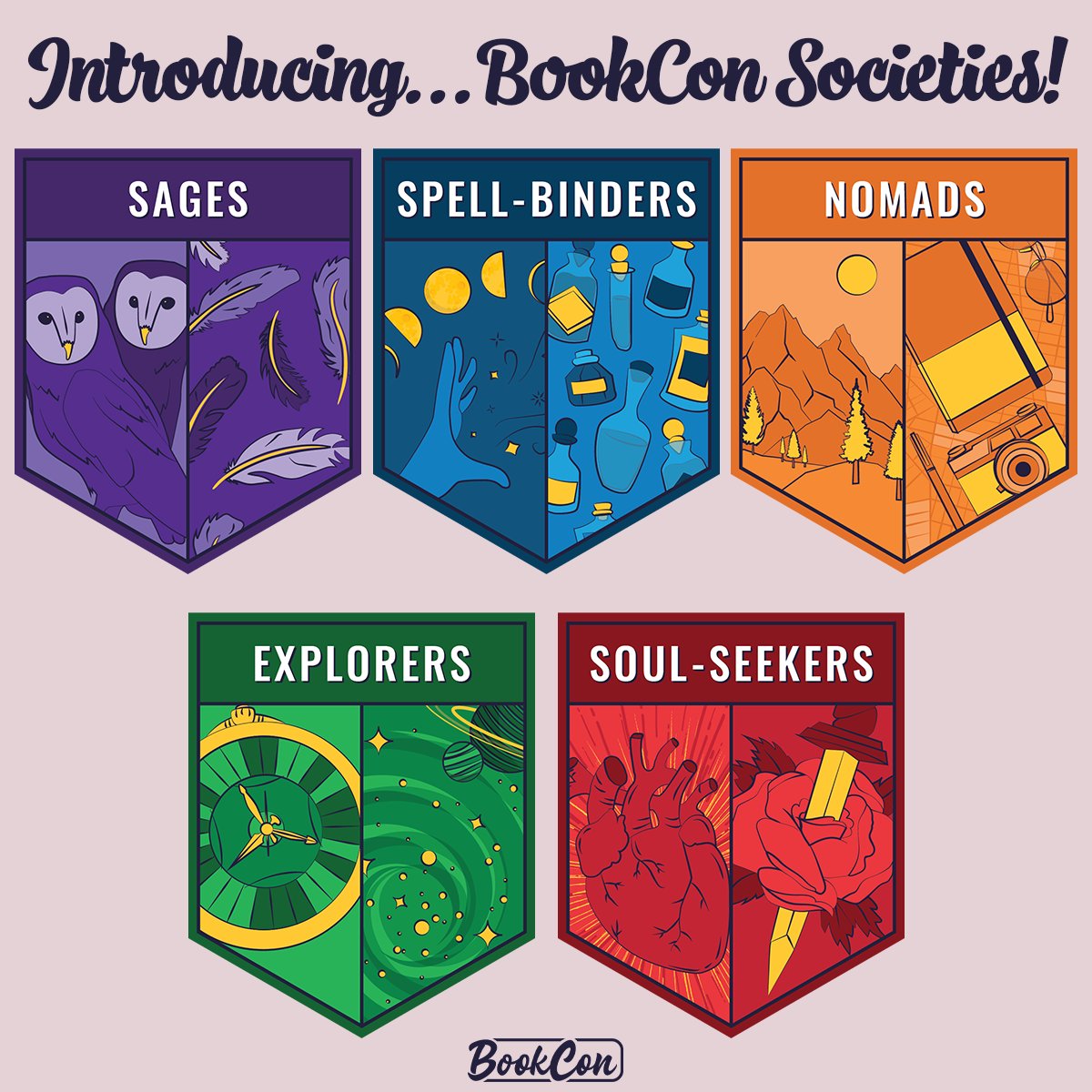 thebookcon's tweet image. We’re so excited to introduce BookCon Societies!
Choose your Society and rep your favorite genres at BookCon to show off what and why you love to read.
(1/7)