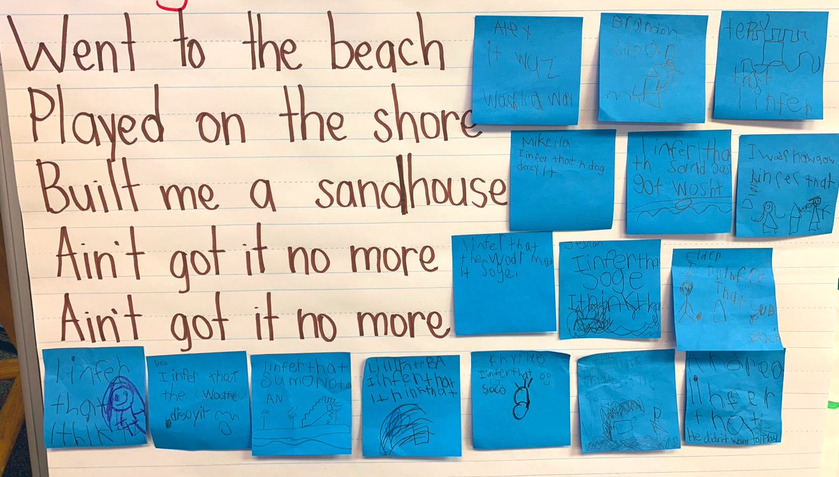 MBaileyCPS's tweet image. “Things” I love: when my kiddos use their background knowledge and clues from the poem to create inferences 🕵️ @CarverPrimary #kindergartencomprehension